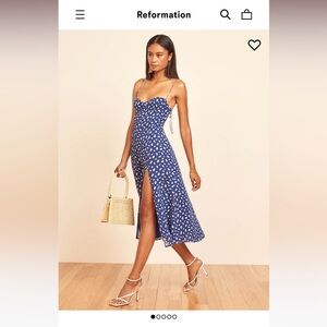 Reformation Blue Printed Slip Midi Dress
